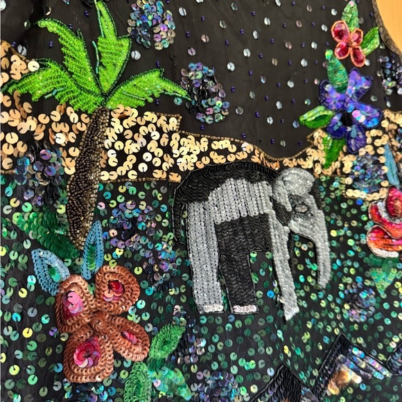 Vintage Together ! Black Sequin Tank Safari Lined Retro / 10 - Picture 2 of 12